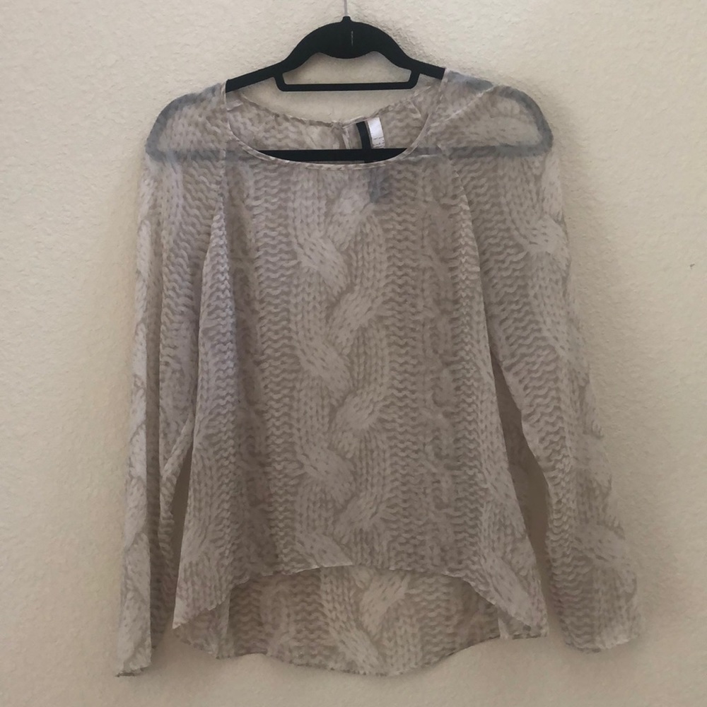 Kensie Faux Cableknit Beige Blouse Size S
